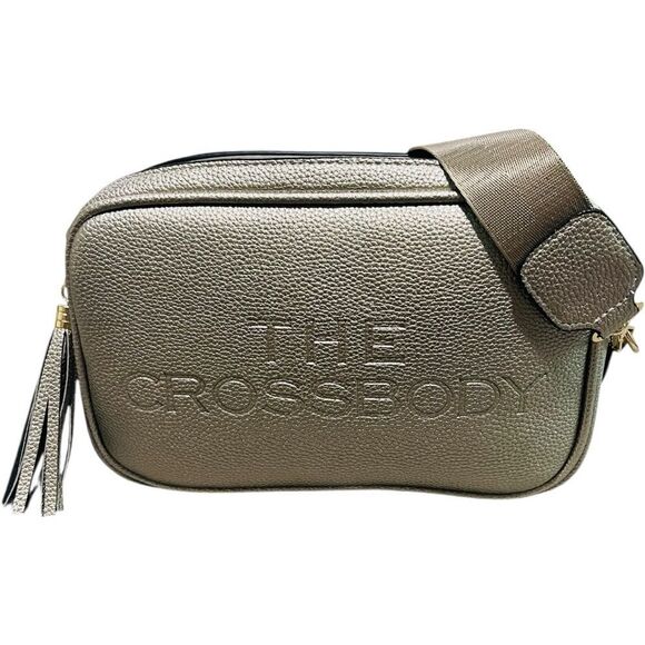 THE CROSSBODY Gold Designer Textured Shoulder Crossbody Bag - Picture 2 of 7
